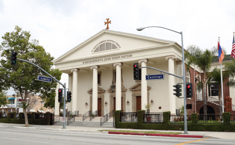 St. Mary's Armenian Apostolic Church Glendale, California. Outside front street view.